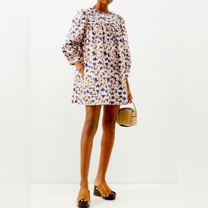 Batsheva Esme Fall floral Daisy-print cotton mini dress size 10, size L